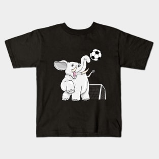 Elephant as soccer player with soccer ball Kids T-Shirt